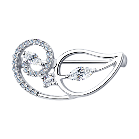 Брошь SOKOLOV - Серебро 925, Фианит (арт. 94040071)