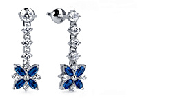 Серьги Platinum Lab. - Платина 950, Сапфир (арт. ПС-062С-01)