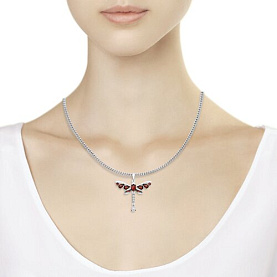 Подвеска SOKOLOV - Серебро 925, Гранат, Фианит (арт. 92030490)