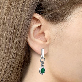 Серьги Аквамарин - Серебро 925, Агат, Фианит (арт. 45026209А.5)