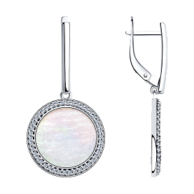 Серьги SOKOLOV - Серебро 925, Перламутр, Фианит (арт. 94023581)