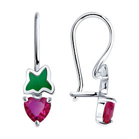 Серьги Diamant - Серебро 925, Синтетический рубин, Эмаль (арт. 94-120-02305-1)