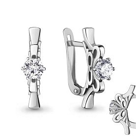 Серьги Аквамарин - Серебро 925, Фианит (арт. 48050А.5)