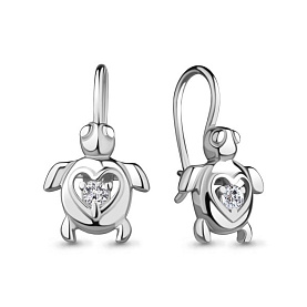 Серьги Аквамарин - Серебро 925, Фианит (арт. 48866А.5)