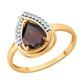 Кольцо SOKOLOV - Серебро 925, Гранат, Фианит (арт. 92014624)