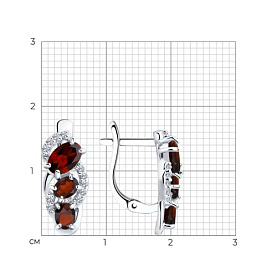 Серьги SOKOLOV - Серебро 925, Гранат, Фианит (арт. 92021140)