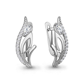 Серьги Аквамарин - Серебро 925, Фианит (арт. 49847А.5)