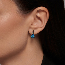 Серьги SOKOLOV - Золото 585, Топаз swiss, Фианит (арт. 725895)