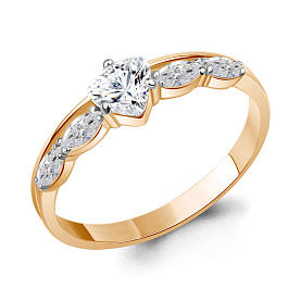 Кольцо Аквамарин - Серебро 925, Фианит (арт. 600087.6)