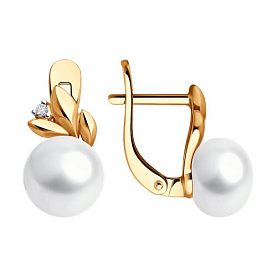 Серьги Diamant - Серебро 925, Жемчуг культивированный, Фианит (арт. 93-320-02069-1)