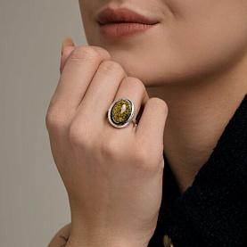 Кольцо SOKOLOV - Серебро 925, Янтарь (арт. 83010306)