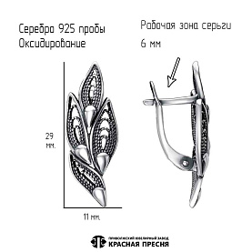 Серьги Красная пресня - Серебро 925 (арт. 33015762)