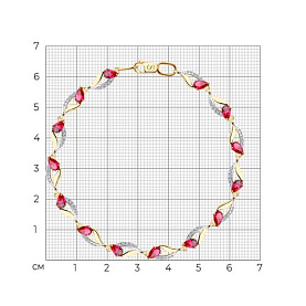 Браслет SOKOLOV - Золото 585, Синтетический рубин, Фианит (арт. 750238)