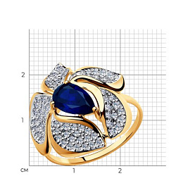 Кольцо SOKOLOV - Золото 585, Синтетический сапфир , Фианит (арт. 714709)