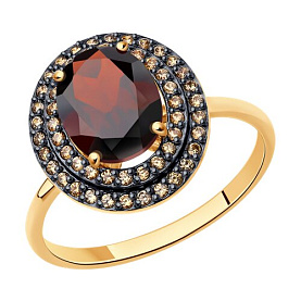 Кольцо SOKOLOV - Золото 585, Гранат, Фианит (арт. 716678)