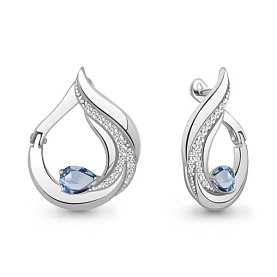 Серьги Аквамарин - Серебро 925, Топаз, Фианит (арт. 45018505А.5)