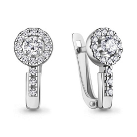 Серьги Аквамарин - Серебро 925, Фианит (арт. 400503А.5)