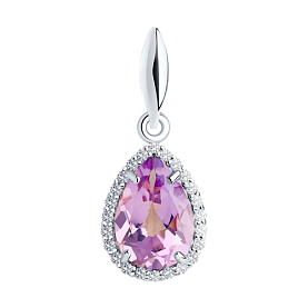 Подвеска SOKOLOV - Серебро 925, Аметист, Фианит (арт. 92030324)