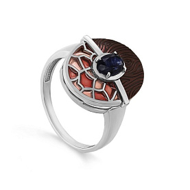 Кольцо Кабаровских - Серебро 925, Эмаль, Сапфир (арт. 11-673-1118)