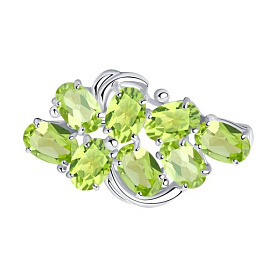 Брошь SOKOLOV - Серебро 925, Хризолит (арт. 92040031)