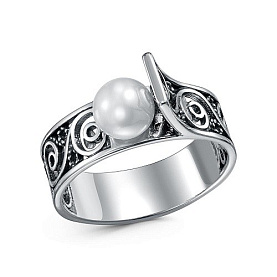 Кольцо Красная пресня - Серебро 925, Жемчуг имитация (арт. 23616704)