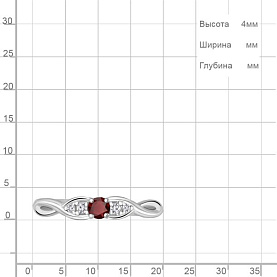 Кольцо Аквамарин - Серебро 925, Гранат, Фианит (арт. 6948703А.5)