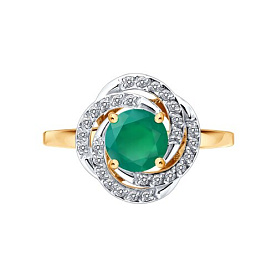 Кольцо SOKOLOV - Золото 585, Агат, Фианит (арт. 717337)