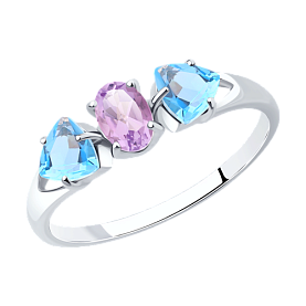 Кольцо SOKOLOV - Серебро 925, Аметист, Топаз (арт. 92011587)