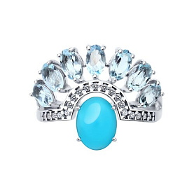 Кольцо Diamant - Серебро 925, Бирюза, Топаз, Фианит (арт. 94-310-02681-1)