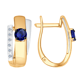 Серьги SOKOLOV - Золото 585, Бриллиант, Сапфир (арт. 2020861)