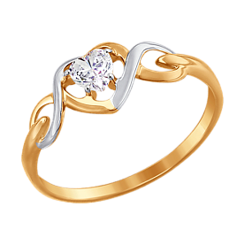 Кольцо SOKOLOV - Золото 375, Фианит (арт. 017487-4)