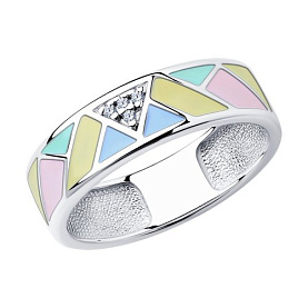 Кольцо SOKOLOV - Серебро 925, Фианит, Эмаль (арт. 94012114)