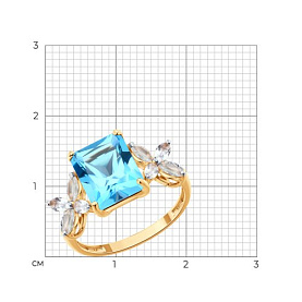 Кольцо SOKOLOV - Золото 585, Горный хрусталь, Топаз, Бриллиант (арт. 71-00453)