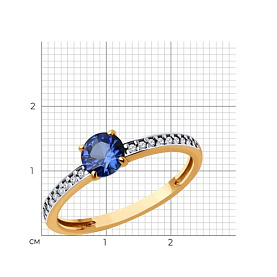 Кольцо SOKOLOV - Серебро 925, Синтетический сапфир , Фианит (арт. 88010074)