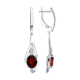 Серьги SOKOLOV - Серебро 925, Гранат, Фианит (арт. 92022253)