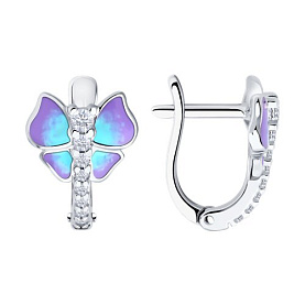 Серьги SOKOLOV - Серебро 925, Фианит, Эмаль (арт. 94026886)