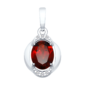 Подвеска SOKOLOV - Серебро 925, Гранат, Фианит (арт. 92030466)