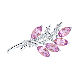 Брошь SOKOLOV - Серебро 925, Аметист, Фианит (арт. 92040011)