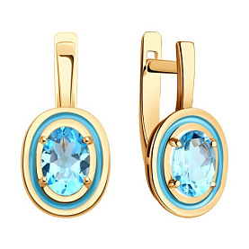 Серьги Diamant - Золото 585, Топаз, Эмаль (арт. 51-320-02509-1)
