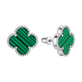 Серьги FRESH - Серебро 925, Малахит (арт. TC-E01989-X-W-Mal-X-X)