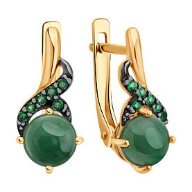 Серьги SOKOLOV - Серебро 925, Жадеит, Фианит (арт. 83020462)