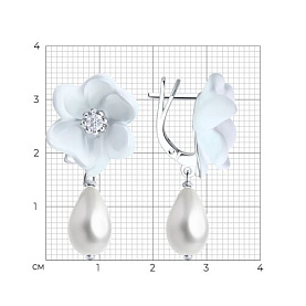 Серьги SOKOLOV - Серебро 925, Жемчуг синтетический, Фианит, Эмаль (арт. 94026908)