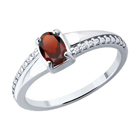 Кольцо SOKOLOV - Серебро 925, Гранат, Фианит (арт. 92014829)