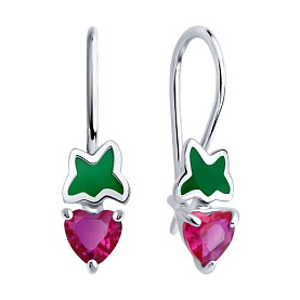 Серьги Diamant - Серебро 925, Синтетический рубин, Эмаль (арт. 94-120-02305-1)