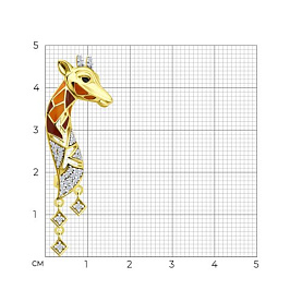 Брошь Diamant - Серебро 925, Фианит, Эмаль (арт. 93-140-00065-1)