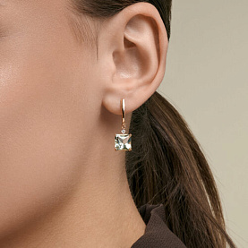 Серьги SOKOLOV - Золото 585, Горный хрусталь, Празиолит (арт. 729356)