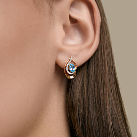 Серьги SOKOLOV - Золото 585, Топаз, Фианит (арт. 729363)