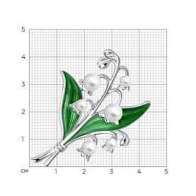 Брошь SOKOLOV - Серебро 925, Жемчуг имитация, Эмаль (арт. 94040223)