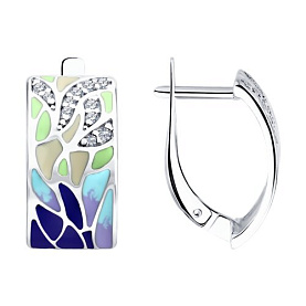 Серьги SOKOLOV - Серебро 925, Фианит, Эмаль (арт. 94022633)