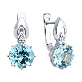 Серьги SOKOLOV - Серебро 925, Топаз, Фианит (арт. 92021218)